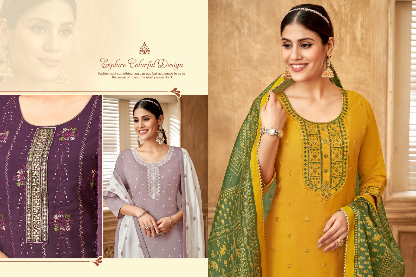 Daisy By Kf Roman Silk Embroidery Kurti With Bottom Dupatta Wholesale Price In Surat